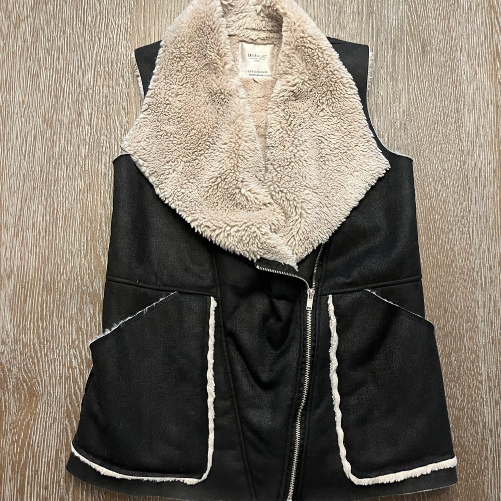 Zara faux fur lined long vest